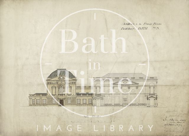 Additions to the Pump Room, Bath buildings No. 5 - north elevation, Abbey Church Yard - James Brydon 1894