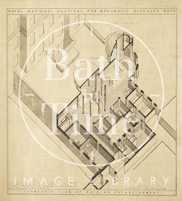 R.N.H.R.D., Bath - isometric view of bathing establishment - A.J. Taylor c.1938