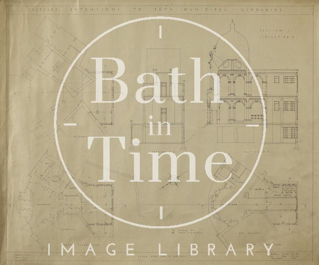 Proposed extension to Bath Municipal Libraries - Section 1, subsection 4 - plans & sections - A.J. Taylor & A.C. Fare c.1930