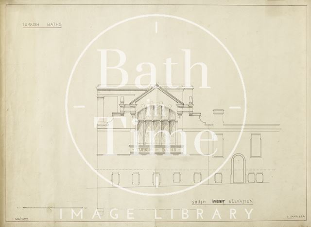 Turkish Baths, Bath - south elevation - Charles E. Davis 1877