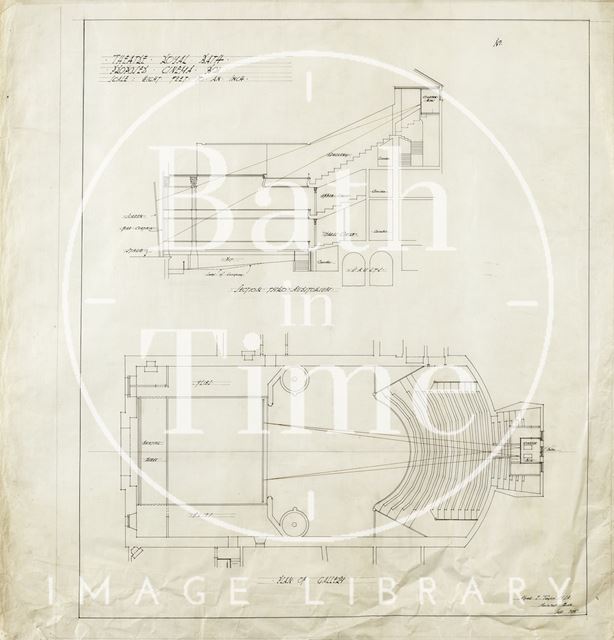 Theatre Royal, Bath - proposed cinema box - section & plan - A.J. Taylor 1915