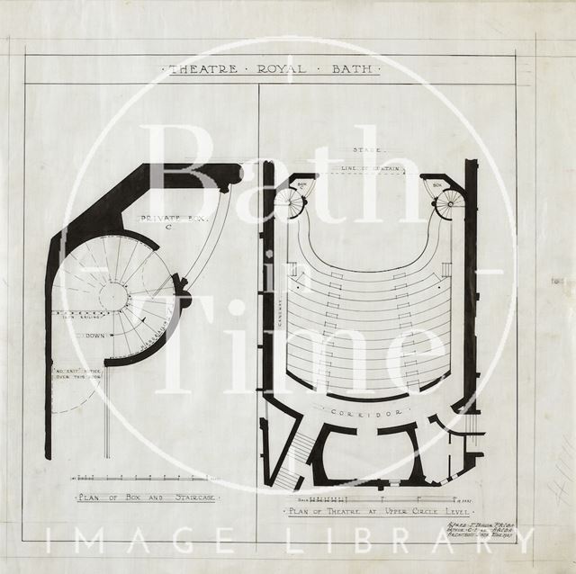 Theatre Royal, Bath - plans of box & staircase - plan of upper circle - A.J. Taylor & A.C. Fare 1927