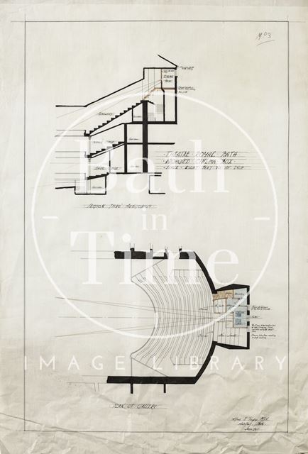 Theatre Royal, Bath - proposed cinema box - section & plan - A.J. Taylor 1917