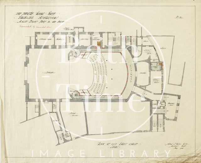 Theatre Royal, Bath - proposed alterations - plan at old dress circle level - No. 30 - A.J. Taylor 1914