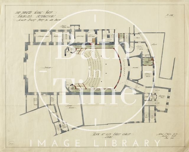 Theatre Royal, Bath - proposed alterations - plan at old dress circle level - No. 26 - A.J. Taylor 1914