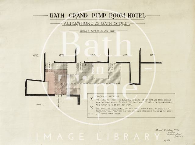 The Grand Pump Room Hotel, Bath - alterations to Bath Street - Herbert W. Matthews 1925