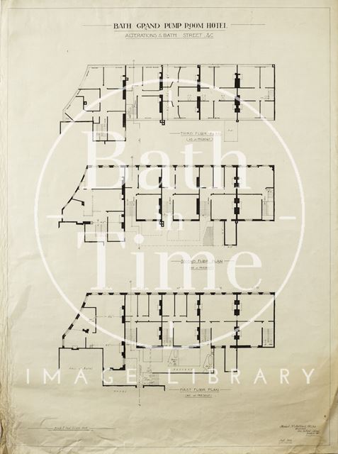 The Grand Pump Room Hotel - alterations to Bath Street, Bath - first to third floor plan as at present - Herbert W. Matthews 1925