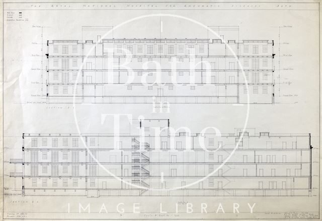 R.N.H.R.D., Bath. Mineral Water Hospital proposed new buildings - sections - 1034/52 - A.J. Taylor and Adams Holden & Pearson, London 1938