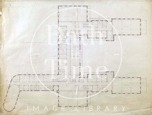 R.N.H.R.D., Bath. Mineral Water Hospital proposed new buildings - second floor plan - 1034/42 - A.J. Taylor and Adams Holden & Pearson, London 1938