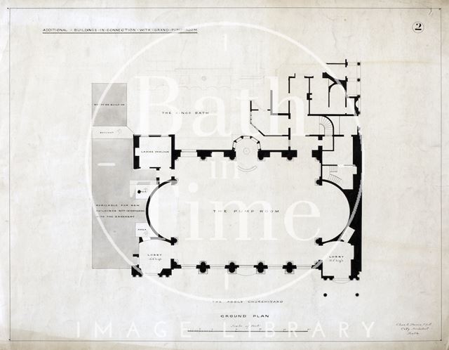 Grand Pump Room, Bath - additional buildings, No. 2 - ground plan - Charles E. Davis c.1880?