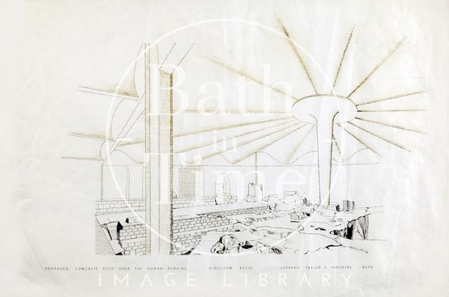 Kingston Bath, Abbey Church Yard, Bath - proposed concrete roof - artist impression - Gerrard Taylor & Partners c.1955