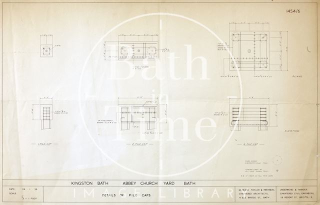 Kingston Baths, Bath - detail of pile caps - plans & elevations - 1454/6 - Gerrard Taylor & partners 1956