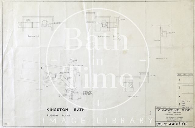 Kingston Baths, Bath - plenum plant - sections & plan - 4401/102 - Gerrard Taylor & Partners 1956