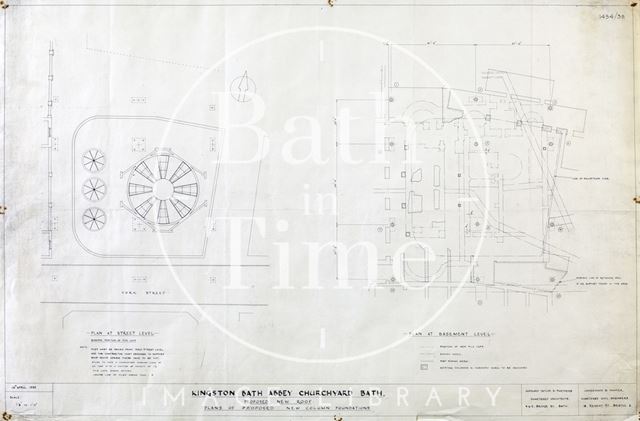 Kingston Baths, Bath - proposed new roof - plan at street and basement level - 1454/3b - Gerrard Taylor & Partners 1955