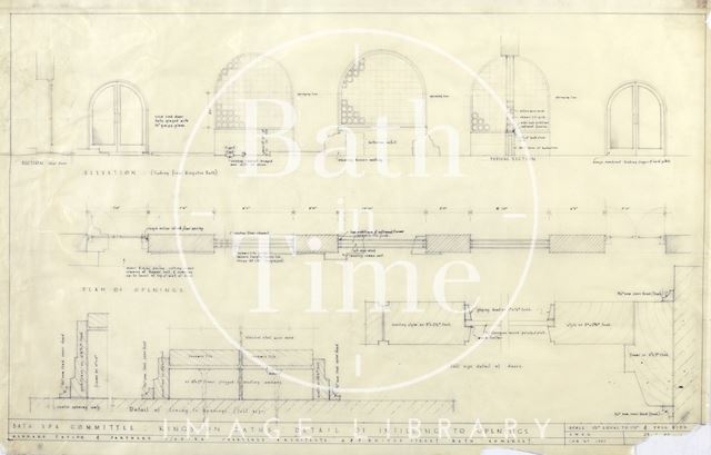 Kingston Baths, Bath - detail of infilling to openings - sections & plans - Gerrard Taylor & Partners 1956