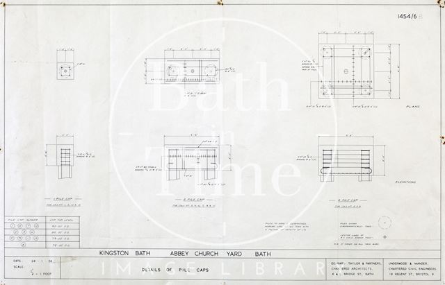 Kingston Baths, Bath - detail of pile caps - plans & elevations - 1454/6 - Gerrard Taylor & partners 1956