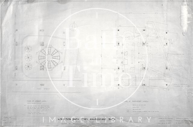 Kingston Baths, Bath - proposed new roof - plan at street and basement level - 1454/3b - Gerrard Taylor & Partners 1955