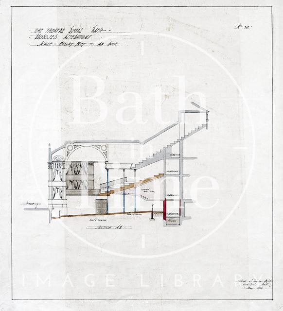 Theatre Royal, Bath proposed alterations - section through auditorium - No. 36 - A.J. Taylor 1914