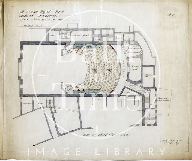 Theatre Royal, Bath proposed alterations - plan of Upper Circle level - No. 47 - A.J. Taylor 1914