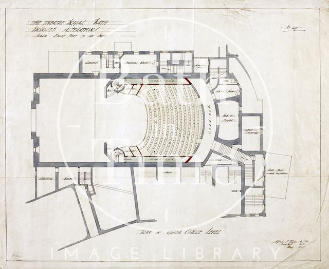 Theatre Royal, Bath proposed alterations - plan at Upper Circle level - No. 27 - A.J. Taylor 1914