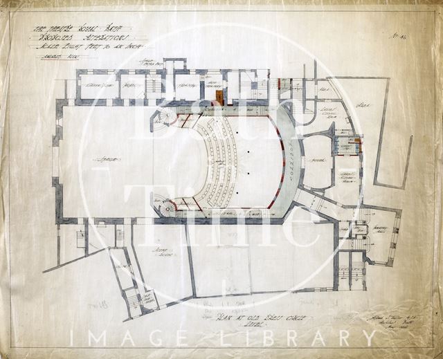 Theatre Royal, Bath proposed alterations - plan at old Dress Circle level - No. 46 - A.J. Taylor 1914