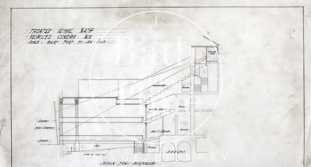 Theatre Royal, Bath proposed cinema box - section thro' auditorium - A.J. Taylor c.1917?