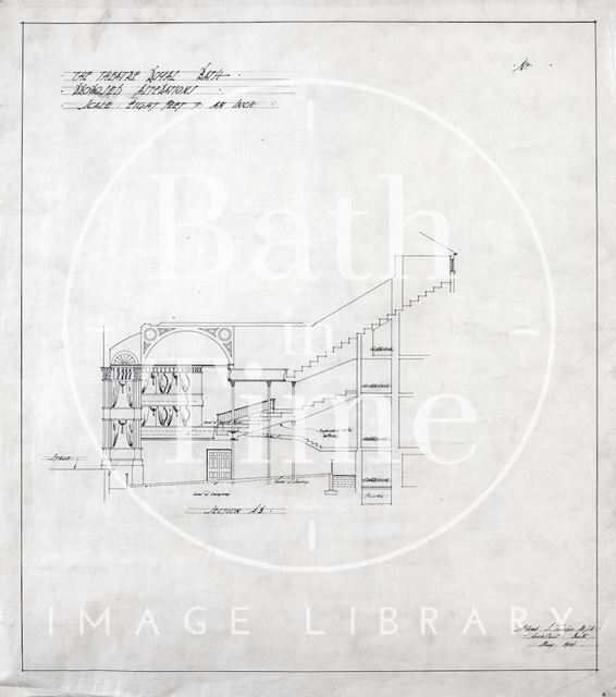 Theatre Royal, Bath proposed alterations - section A-B through auditorium - A.J. Taylor 1914