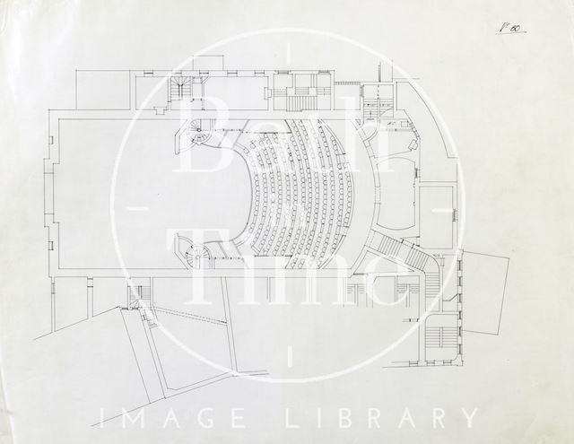 Theatre Royal, Bath proposed alterations - Old Upper Dress Circle level - No. 60 - A.J. Taylor 1914