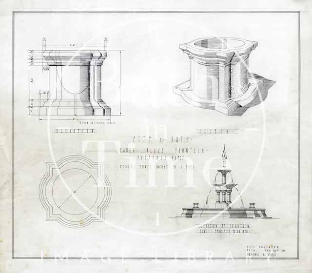 Laura Place Fountain, Bath - proposed vases - elevations & sketch plan - 418/2 - City Engineer 1931