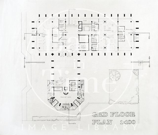 Proposed Library building for Podium site, Northgate Street, Bath - ground floor plan mid-1980