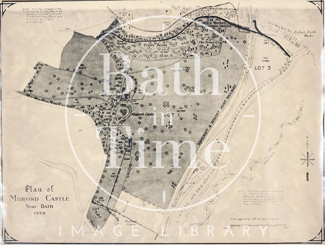 Plan of Midford Castle, including grounds 1938