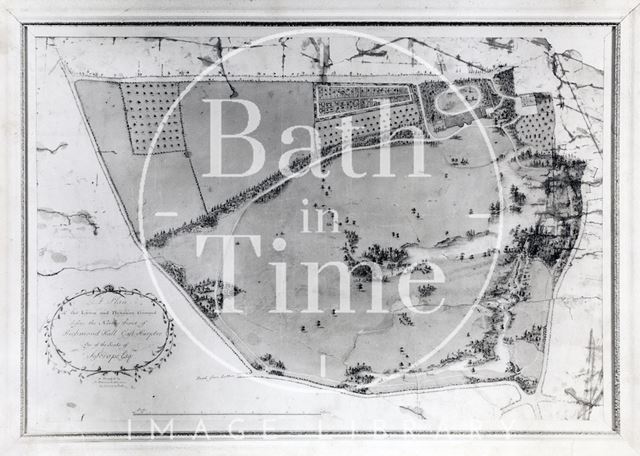 Plan of the lawn and pleasure ground before the north front of Richmond Hall, East Harptree Court, East Harptree, one of the seats of J. Scrope Esqr. -, Bath c. Harcourt Masters c.1790?