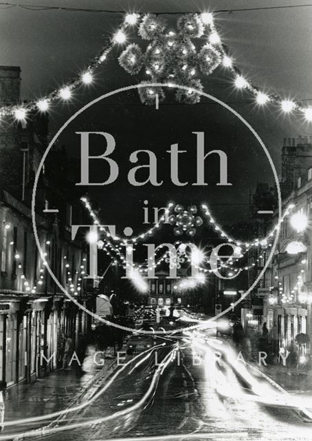 Christmas lights on Pulteney Bridge, Bath 1988