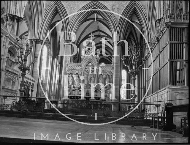 Old reredos and High Altar, Salisbury Cathedral, Wiltshire c.1900