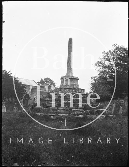 Shaft of churchyard cross, St. Andrew's Church, Chew Magna, Somerset c.1900