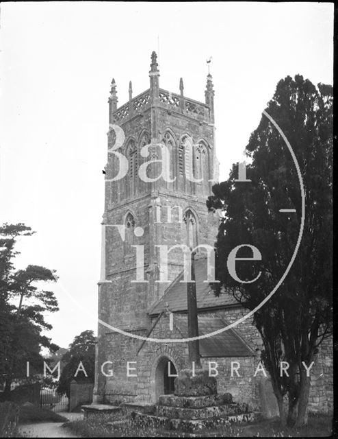 Church and churchyard cross, St. Gregory's Church, Weare, Somerset c.1900