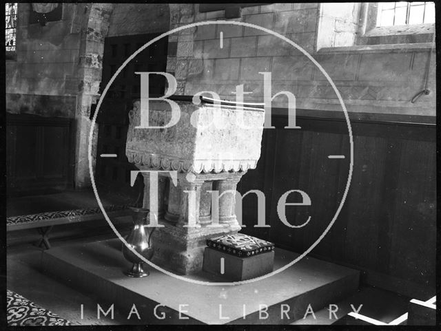 Font, St. Mary's Church, Berkeley, Gloucestershire c.1900