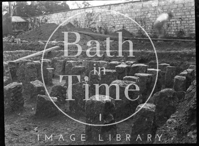 Excavation of what looks like a hypocaust in a walled garden in an unidentified location c.1900