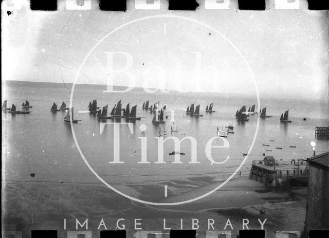 Sailing boats at Tenby, Pembrokeshire, Wales c.1900