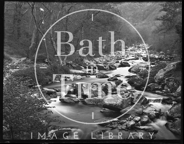 An unidentified rocky stream, probably Lynmouth Gorge, Devon c.1900