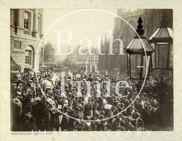 North Somerset Yeomanry on parade for the Lord Mayor of London's arrival at the Guildhall, Bath 1902