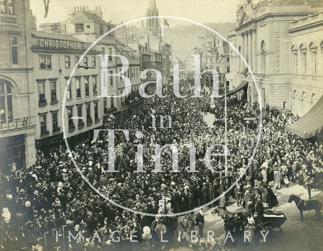 North Somerset Yeomanry accompany the Lord Mayor of London's arrival at the Guildhall, Bath 1902