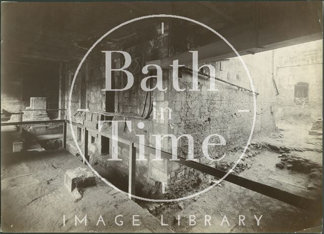 Roman Baths excavations under Queen's Bath, Bath c.1884-1886