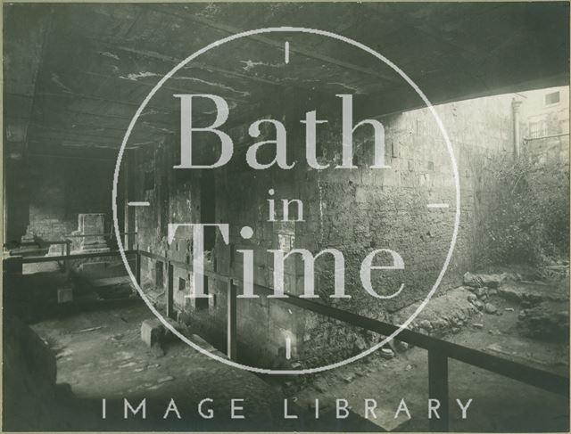 Roman Baths excavations under Queen's Bath, Bath c.1884-1886