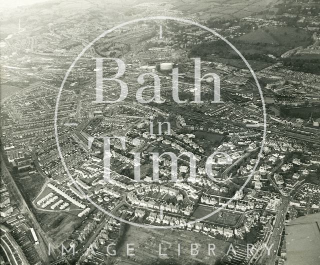 Aerial view of Bloomfield Avenue and Lower Bristol Road, towards Twerton, Bath 1969