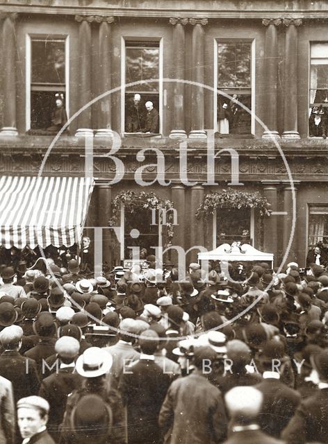 Lord Roseberry unveiling a tablet to the Earl of Chatham, 7, The Circus, Bath 1899