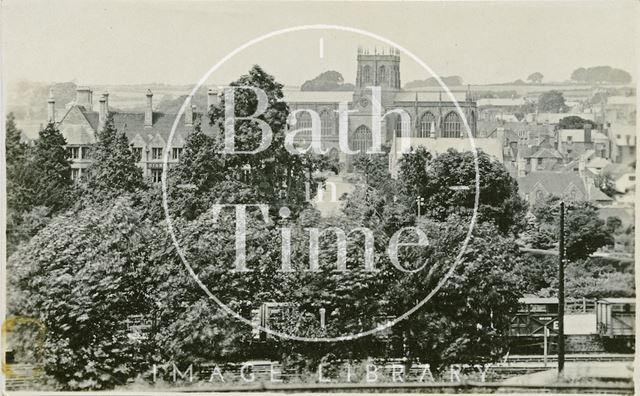 View of the abbey at Sherborne, Dorset c.1930