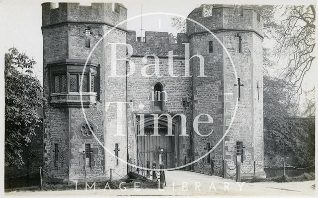 The drawbridge and gate of Bishop's Palace, Wells, Somerset c.1930