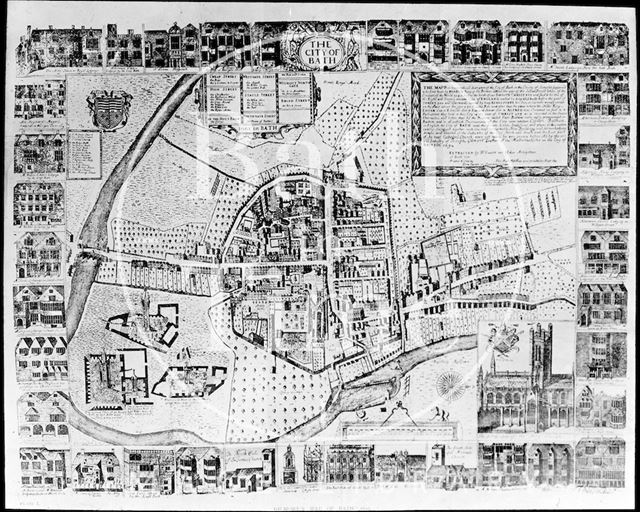 Complete Joseph Gilmore Map of the City of Bath (1694-1717) c.1905