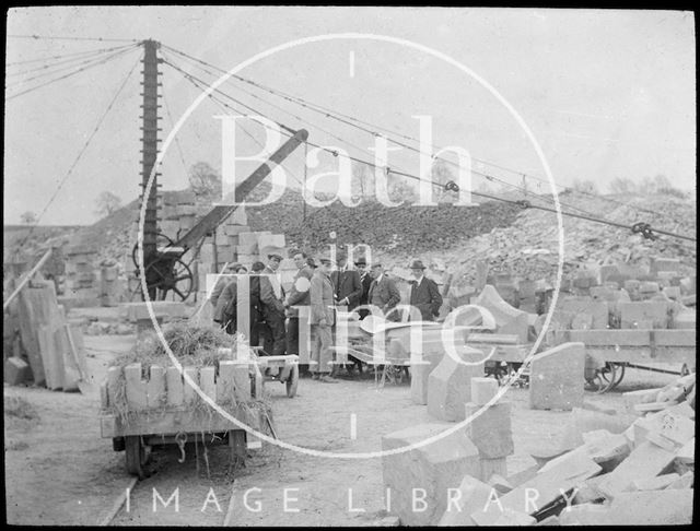 Crane and Stone Yard, probably at Shaft Quarry near the Lodge Stile, Combe Down, Bath c.1905